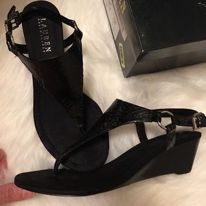 💫Ralph Lauren black snake sandals 7B💫 Like new-